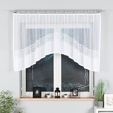 Markizeta DANIELA Serie - Geborduurde Voorgemonteerde Vitrage - 300x110 cm - Wit