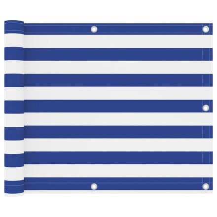 vidaXL - Balkonscherm - 75x400 - cm - oxford - stof - wit - en - blauw