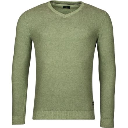 Baileys Trui Two-Tone Jacquard Interlock V-Neck Allover Plated Olive Green Melange / male