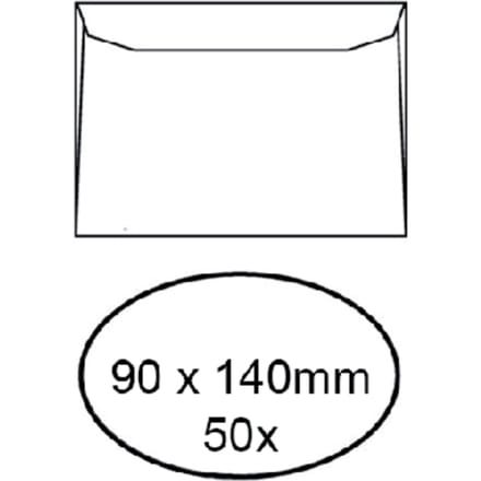 Envelop Quantore voor visitekaartjes 90x140mm 95gr wit 50 stuks