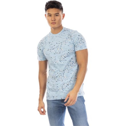 Peter Werth Heren Veren Crew Hals T-shirt (Blauw)