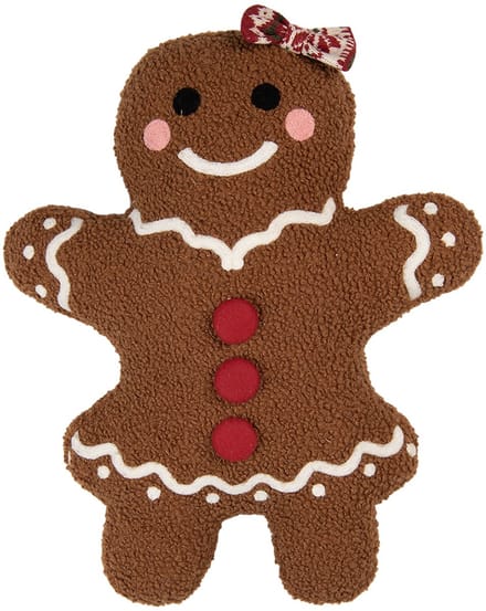 Clayre & Eef Sierkussen Gingerbread man 35x5x44 cm Bruin Polyester