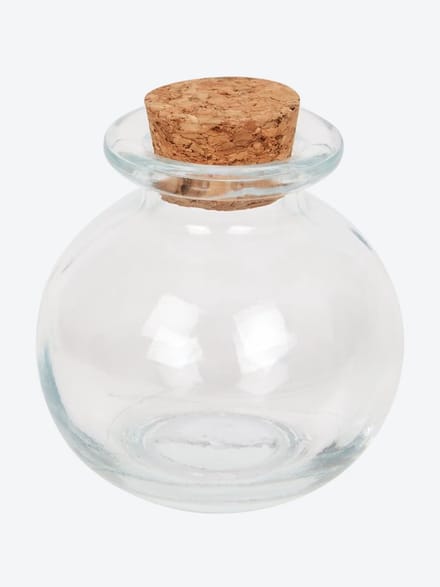 Glazen mini urn,met kurk dop