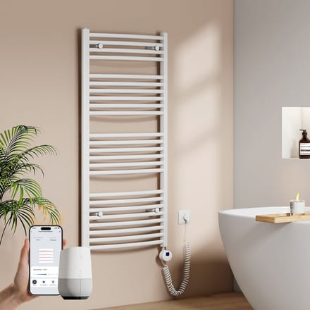 EMKE Elektrische Handdoekradiator - Slimme Bediening - APP Week Timer - 120x60cm - 600W - Glans Wit