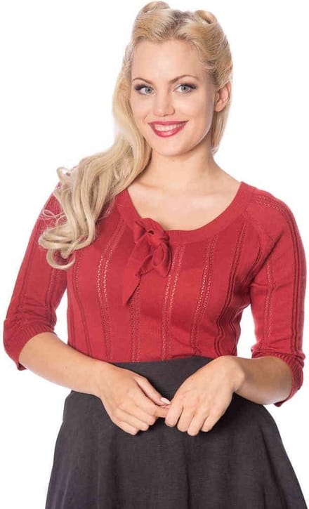 Dancing Days - BELLE BOW PIONTELLE Longsleeve top - S - Rood
