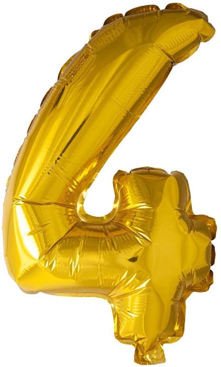 Folieballon cijfer 4 goud 41 cm