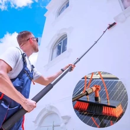 Merkloos Uitschuifbare waterborstel met telescoopsteel Zwart/Rood4.6 Meter