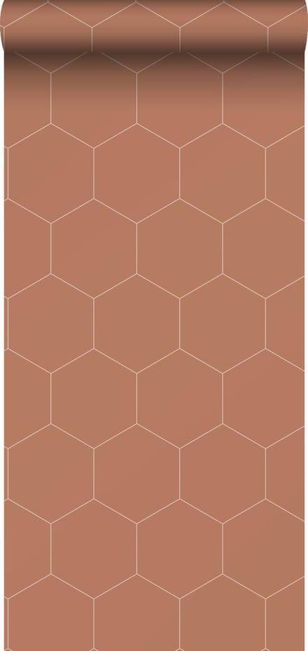 ESTAhome behang hexagon terracotta - 53 cm x 10.05 m - 139376
