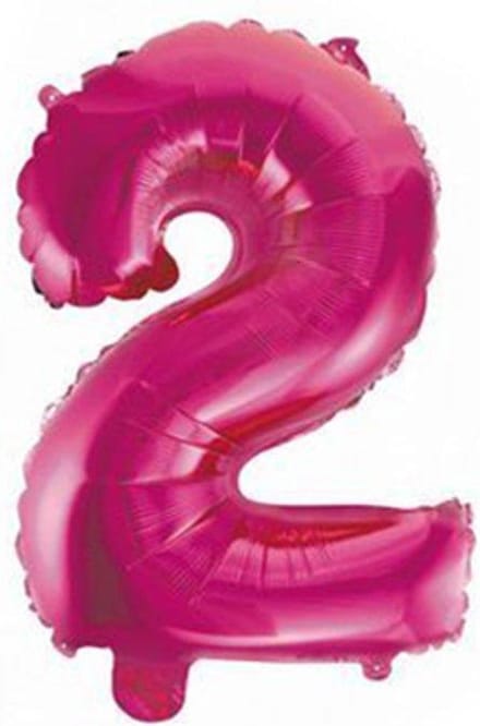 Folie Ballon Cijfer 2 Roze 41 cm