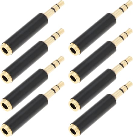 Jack Converter Adapter - Audio Connector - Signaaloverdracht Geluid - 8 Stuks Set - 3.5mm Plug - Zwart