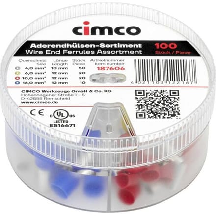 Cimco 187606 Assortiment adereindhulzen Deels geïsoleerd Kleurloos 1 set(s) Tin