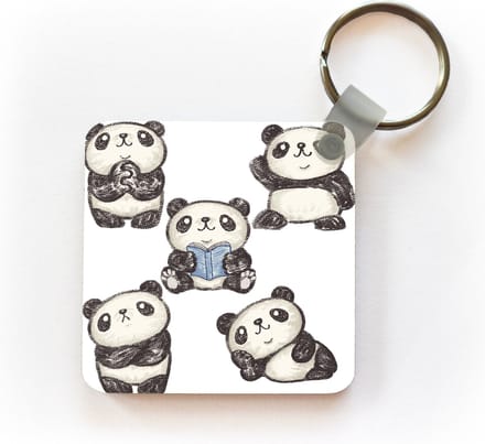 Sleutelhanger - Uitdeelcadeautjes - Panda - Boek - Zwart - Wit - Plastic