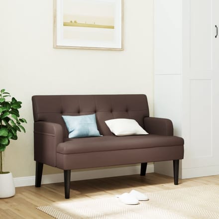 vidaXL - Bankje - met - rugleuning - 112x65,5x75 - cm - kunstleer - bruin