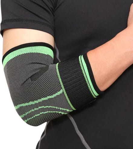 New Age Devi - Verstelbare Elleboogbrace : Ondersteuning, Band, Maat M, Zwart/Groen