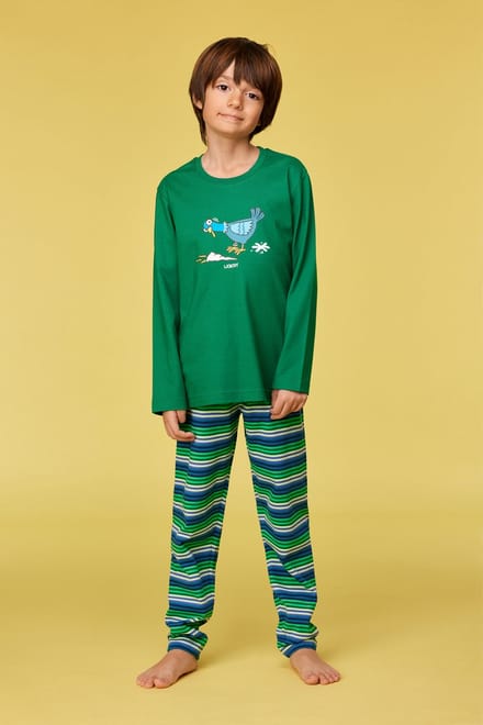 Woody pyjama jongens/heren - donkergroen - duif - 252-10-PLS-S/792 - maat 152