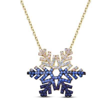 14k Goud Blauw Sneeuwvlok Ketting