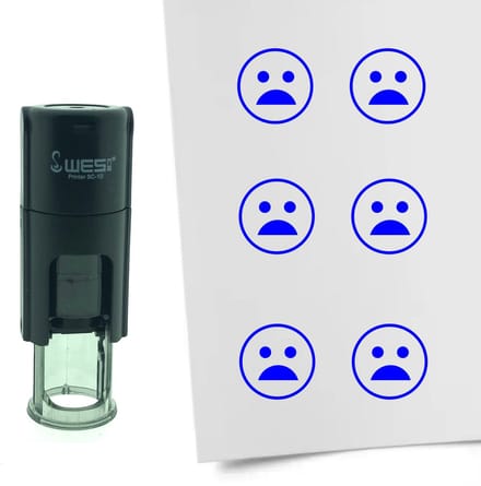 CombiCraft Stempel Smiley Geschokt 10mm rond - Blauwe inkt