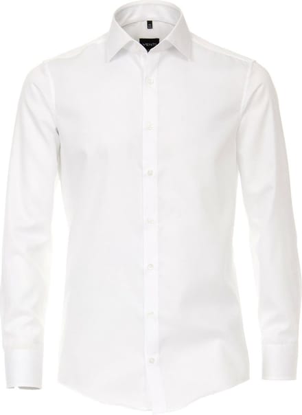 VENTI modern fit overhemd - twill - wit - Strijkvriendelijk - Boordmaat: 41