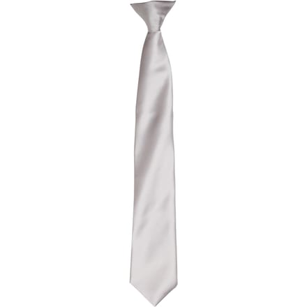 Premier Kleuren Heren Satin Clip Tie (Zilvergrijs)