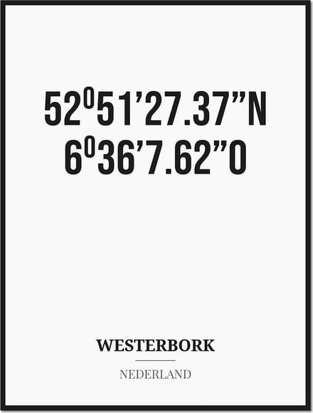 Poster/kaart WESTERBORK met coördinaten