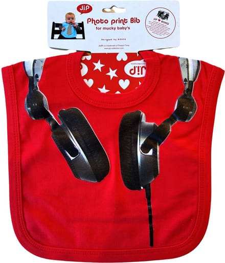 DJ Slabbetje met coole koptelefoonprint - 39 x 27 cm - Rood