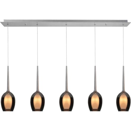 HighLight Hanglamp Belle, rookgrijs/nikkel, lengte 110 cm 5-lamps glas