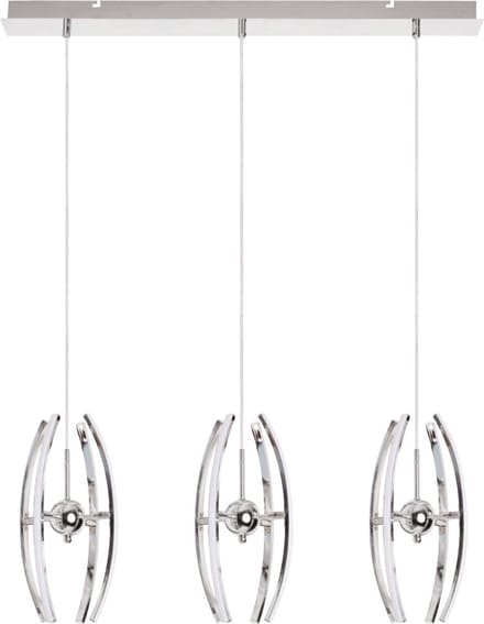 LED Hanglamp - Hangverlichting - Optra - 36W - Natuurlijk Wit 4000K - 3-lichts - Mat Chroom - Aluminium