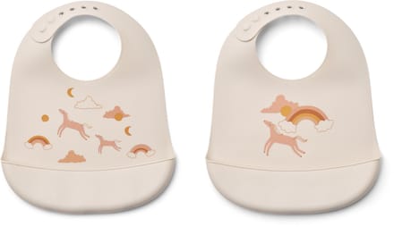 Liewood Tilda slabbetjes met print (2 stuks) - Droom / Ecru