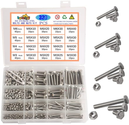 Schroevendraaierset M3 M4 M5 M6 Roestvrij Staal Zeskantschroeven en Moeren Set