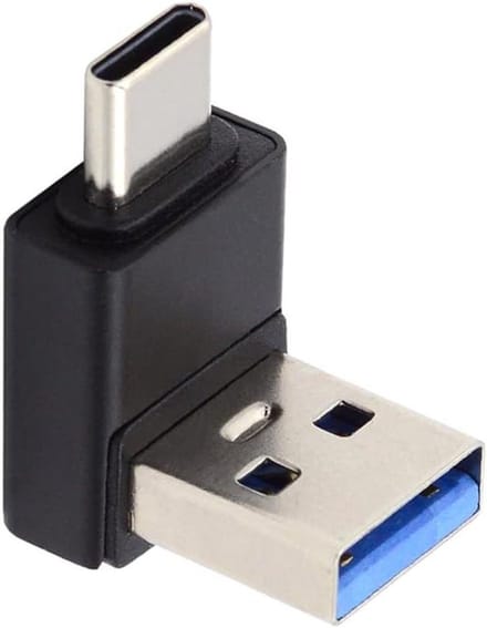 USB Adapter Hoek - Type A naar C - Data Overzetten - 90 Graden Hoek - 10 Gbit/s - Zwart