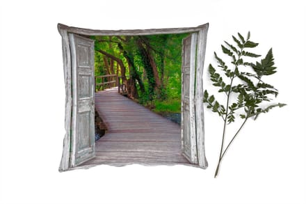 Sierkussens - Kussentjes Woonkamer - 60x60 cm - Brug - Bos - Doorkijk
