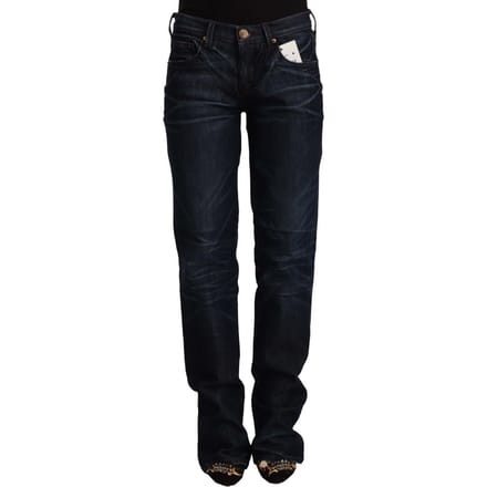 Ermanno Scervino Donkerblauwe Middelhoog Taille Katoenen Denim Rechstreekse Jeans