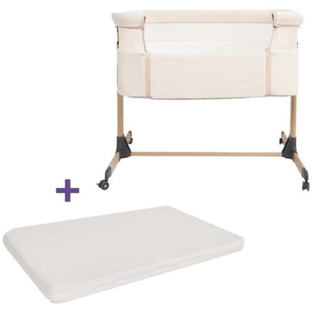 Teddy Co-sleeper Bella ivory white & Prénatal Essential Co-sleeper matras unisex