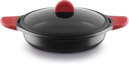 Koekenpan met Deksel 28 cm - Optimale Warmteverdeling en Veilig Silicone Handgrepen
