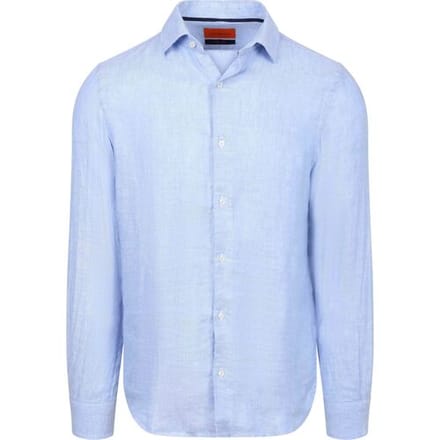 Suitable Overhemd Linnen Mid Blue - Maat 38 - Heren - Overhemden Formeel