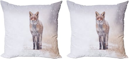ABAKUHAUS Vos Decoratiekussen – Kussenhoes 2-pack – Bruin-Wit