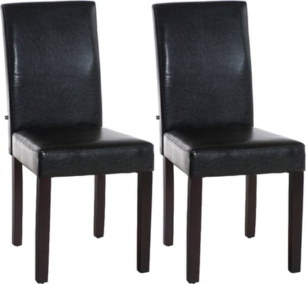 CLP Ina Set van 2 Eetkamerstoelen - Zonder armleuning - Hout - Kunstleer - bruin donkerbruin