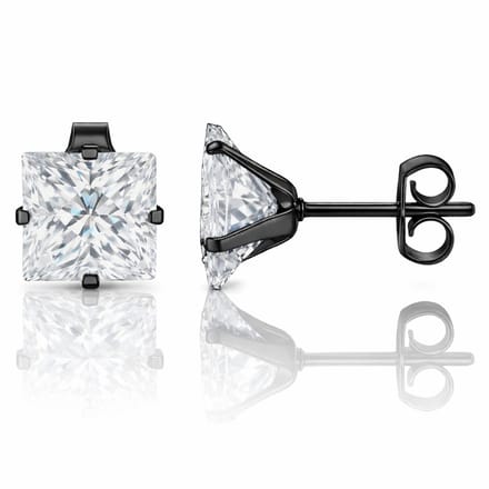 LGT Jewels Stud oorbellen Edelstaal Black Edition Transparent 4mm