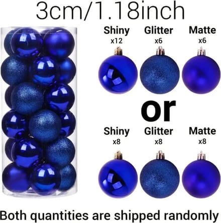 Livano Kerstballen - Kerstversiering - Plastic - Blauw - 3 cm - 24 stuks