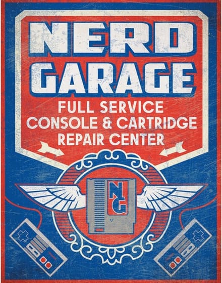 Wandbord - Nerd Garage - Old School Gaming - leuk voor elke man cave