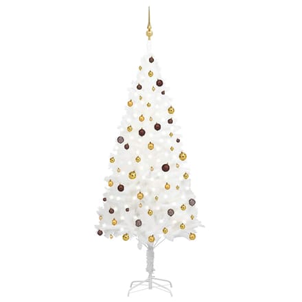 vidaXL - Kunstkerstboom - met - verlichting - en - kerstballen - 240 - cm - wit