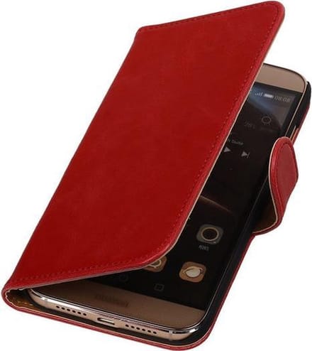Rood Pull-Up PU Hoesje Huawei G8 Booktype Wallet Cover