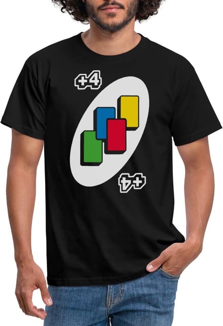 UNO +4 Kaart Kostuum Neem-4 T-Shirt Heren
