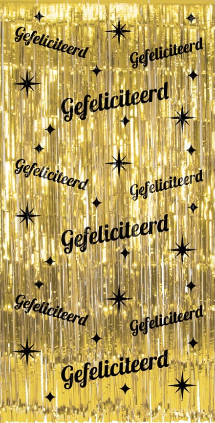 Classy Party feestgordijn | Gefeliciteerd | Kleur: Goud | Lengte: 2m | Breedte: 1m