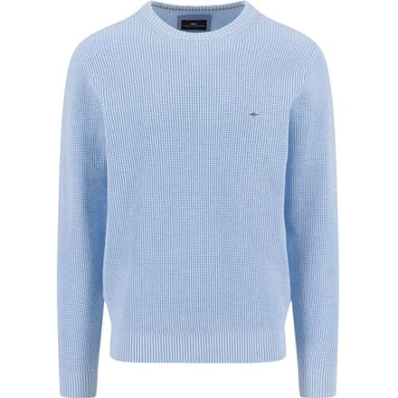 Fynch-Hatton Trui Uni Color O-Neck Structure Supersoft Cotton New Breeze / male