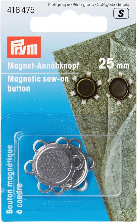 Magneetknoop aannaaibaar 25 mm zilverkleurig