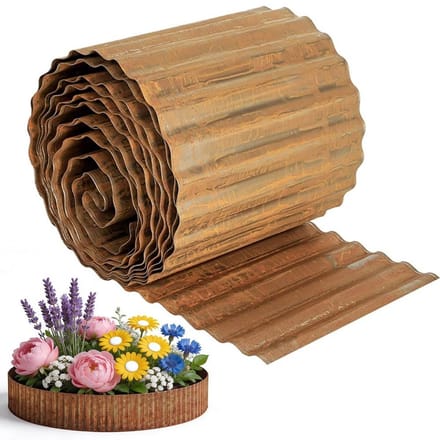 Dailygoods- Gazonrand metaal 20 x 600 cm - Cortenstaal - Robuust - Bloembedrand - Flexibel - Voor tuinontwerp