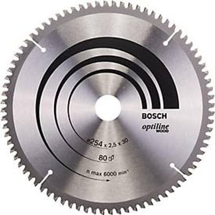 Cirkelzaagblad Optiline Wood AD 254 mm, tanden 80, WZ/N, boorgat 30 mm, zaagbreedte 2,5 mm