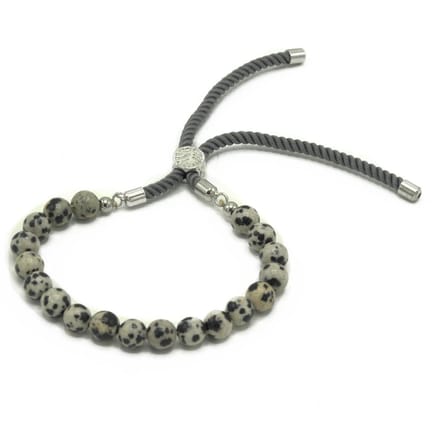 925 Zilveren Edelsteen Houtskool Armband - Dalmatische Jaspis