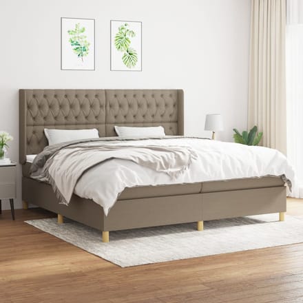 vidaXL - Boxspring - met - matras - stof - taupe - 200x200 - cm